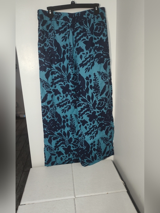 Soft Surroundings Pants - Soft Surroundings Teal and Navy Cropped Wide-Leg Pants #305